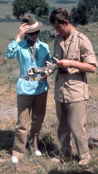 Prince Charles and Princess Anne on a safari in Kenya