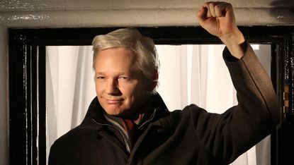 Wikileaks founder Julian Assange at the Ecuadorian Embassy in London 