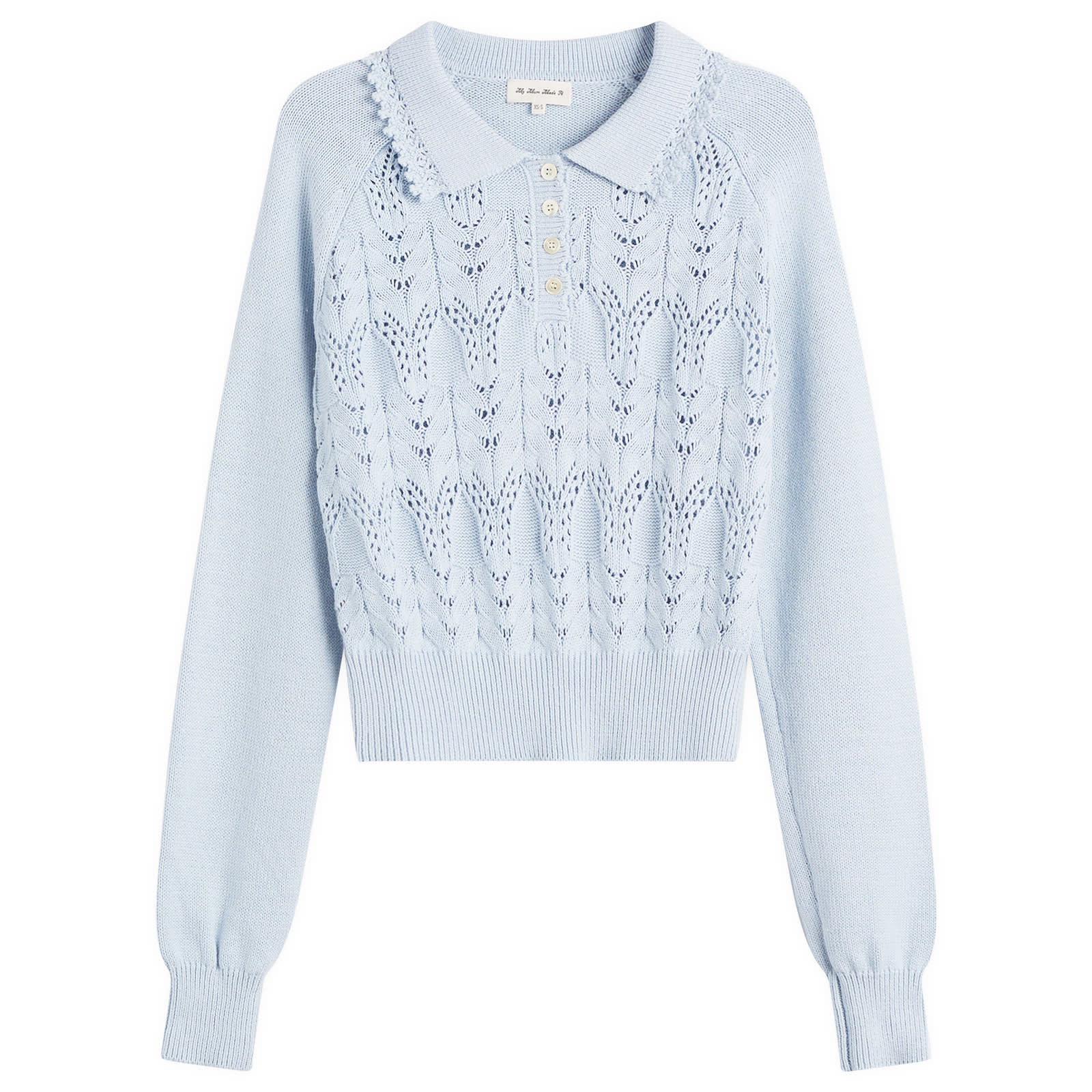 My Mum Made It Buttoned Lace Knit Pullover