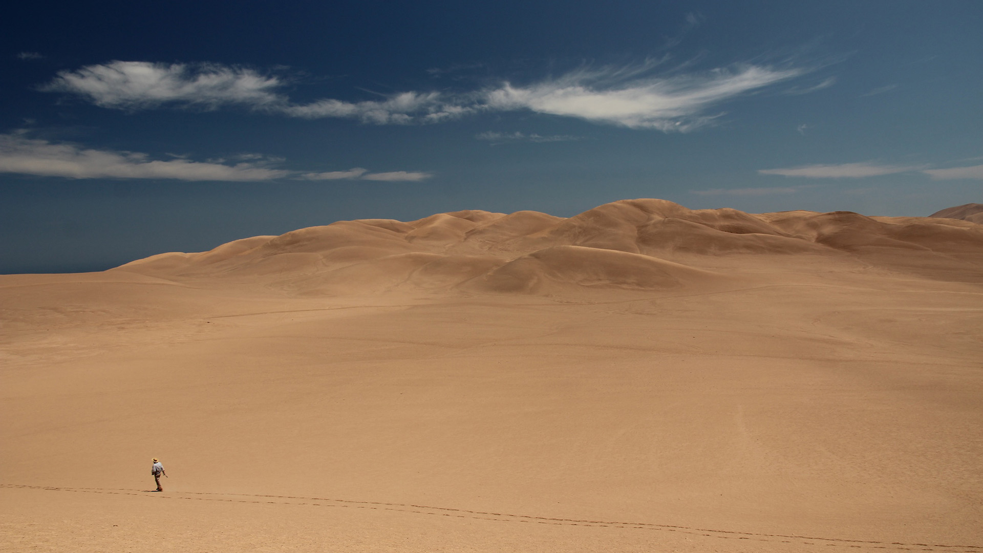 A view of a large brown sandy desert