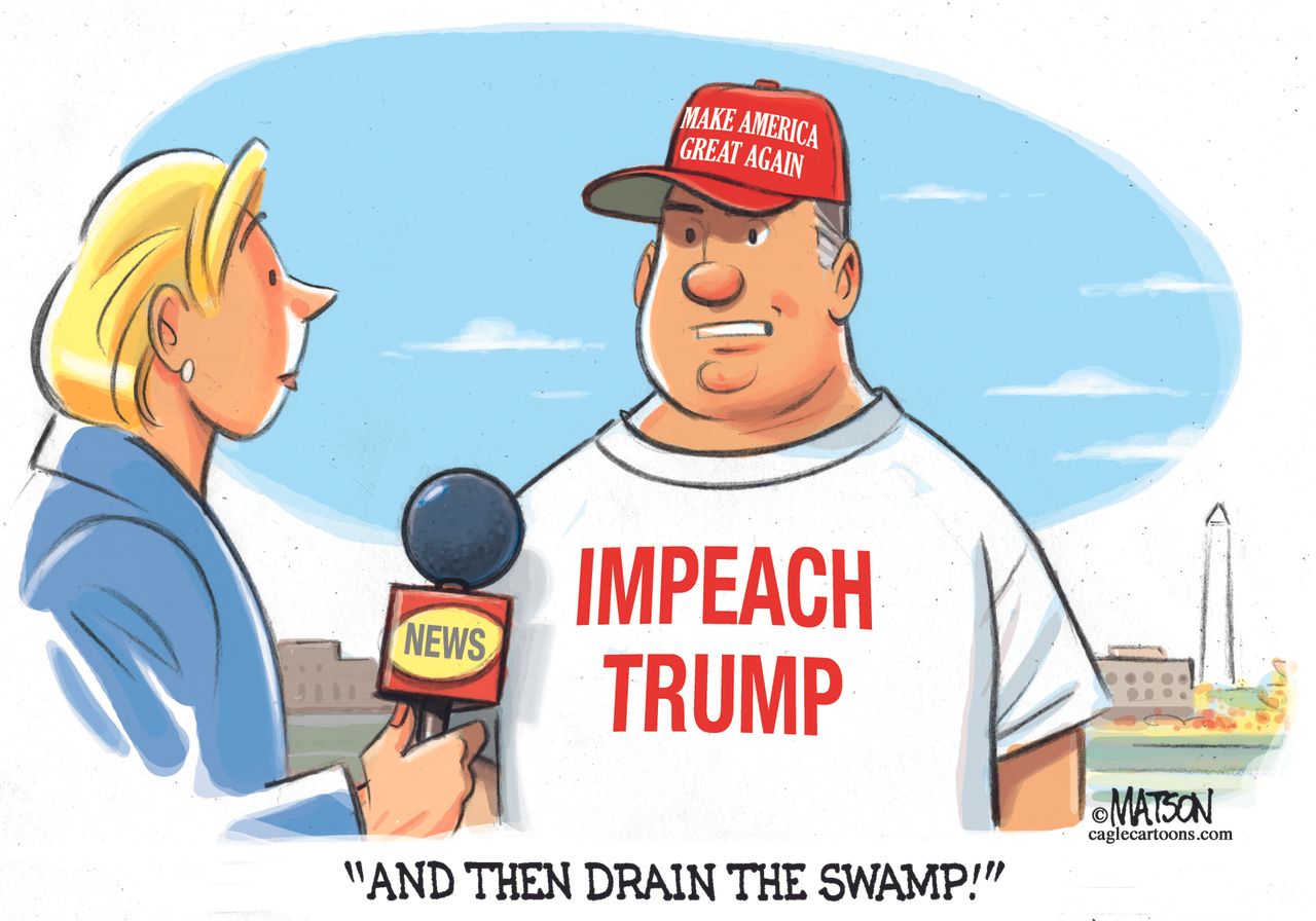 Political cartoon U.S. MAGA drain the swamp