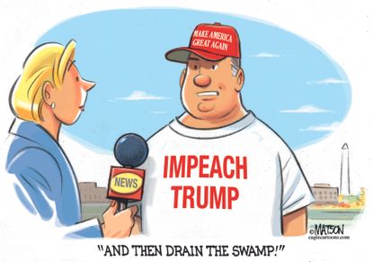 Political cartoon U.S. MAGA drain the swamp