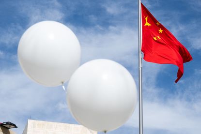 Protest balloons at Chinese Embassy in Washington, D.C.