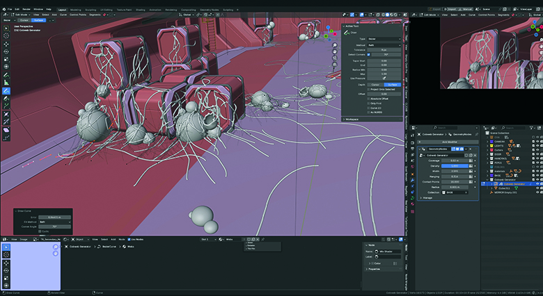 A menu inside a 3D art app