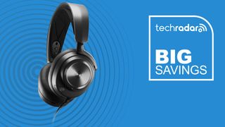 A SteelSeries gaming headset in front of a blue background