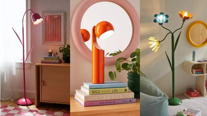 A trio of the best Urban Outfitters lamps in lifestyle image collage