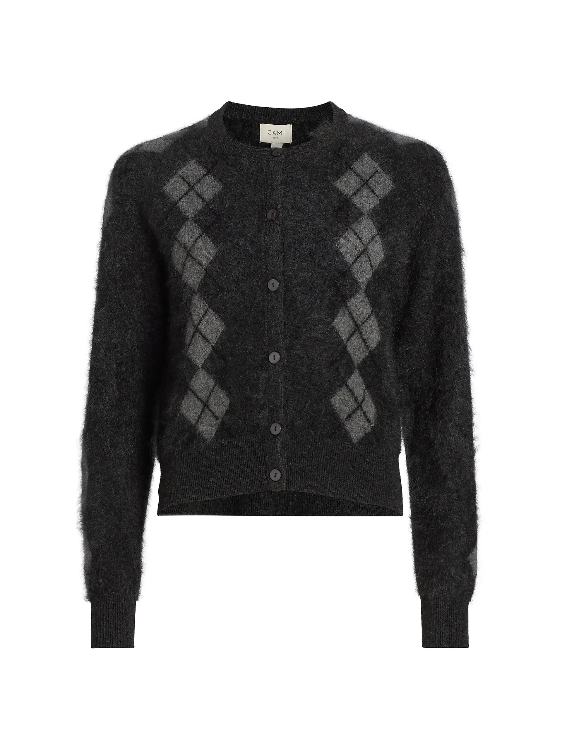 Dorian Argyle Cashmere Crewneck Cardigan