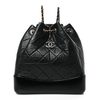 Chanel Aged Calfskin Quilted Small Gabrielle Backpack Black