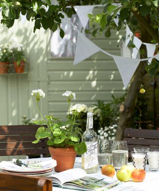 white bunting over outdoor table