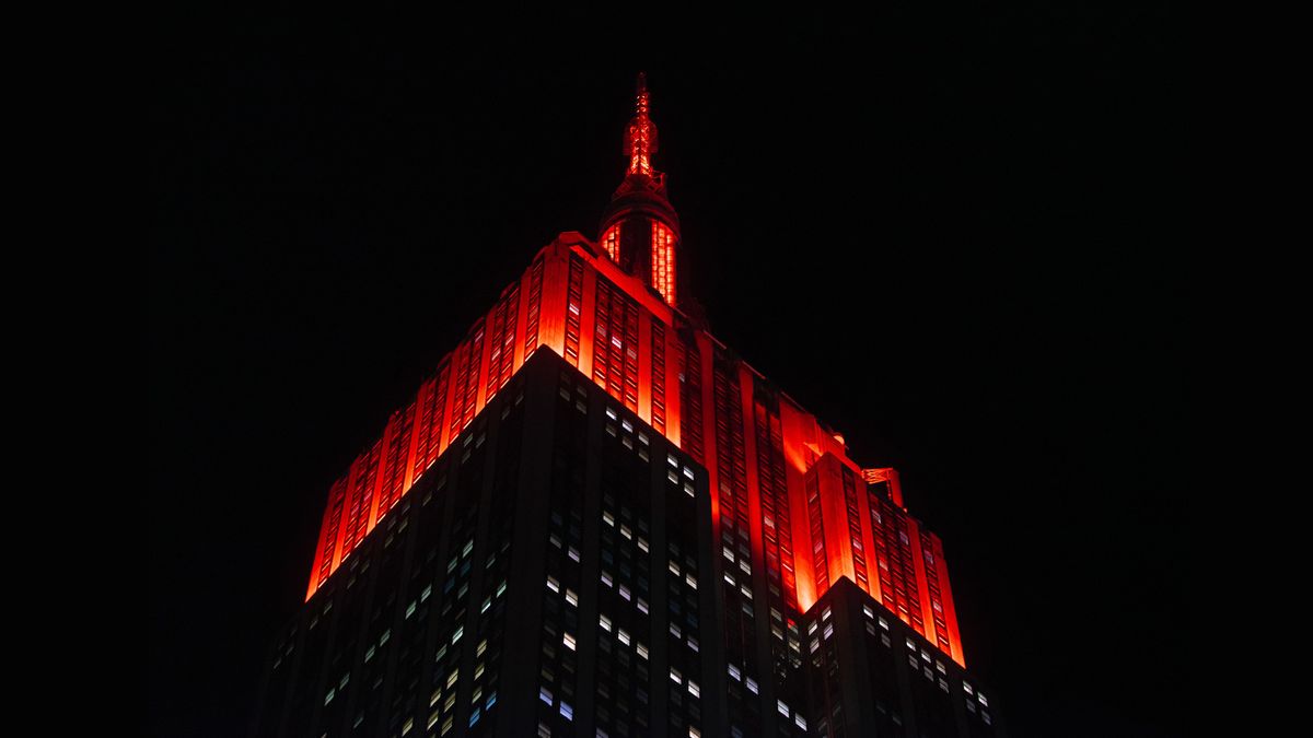 The Empire State Building in New York City was illuminated with red lights to celebrate the landing of NASA's Mars rover Perseverance.