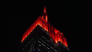 The Empire State Building in New York City was illuminated with red lights to celebrate the landing of NASA's Mars rover Perseverance.