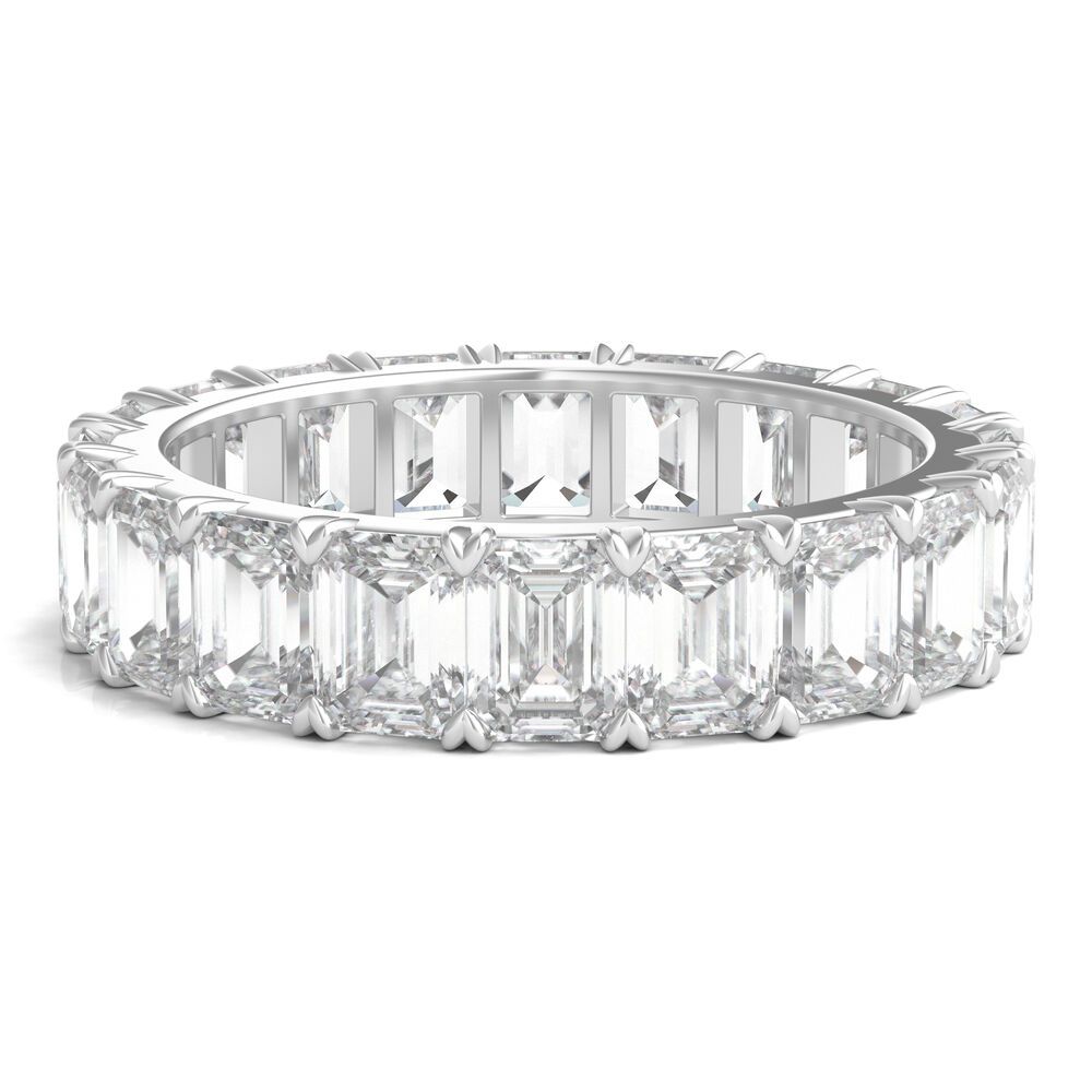Emerald-Cut Diamond Wedding Band with Eternity Setting in 14K White Gold