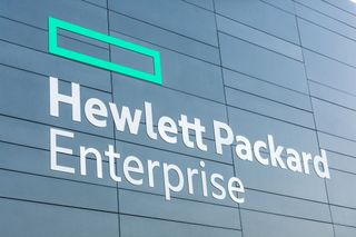 The Hewlett-Packard Enterprise (HPE) logo on the side of a building