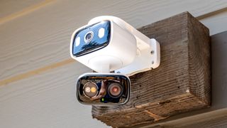 TP-Link Tapo C246D HybridCam Duo mounted on a wall