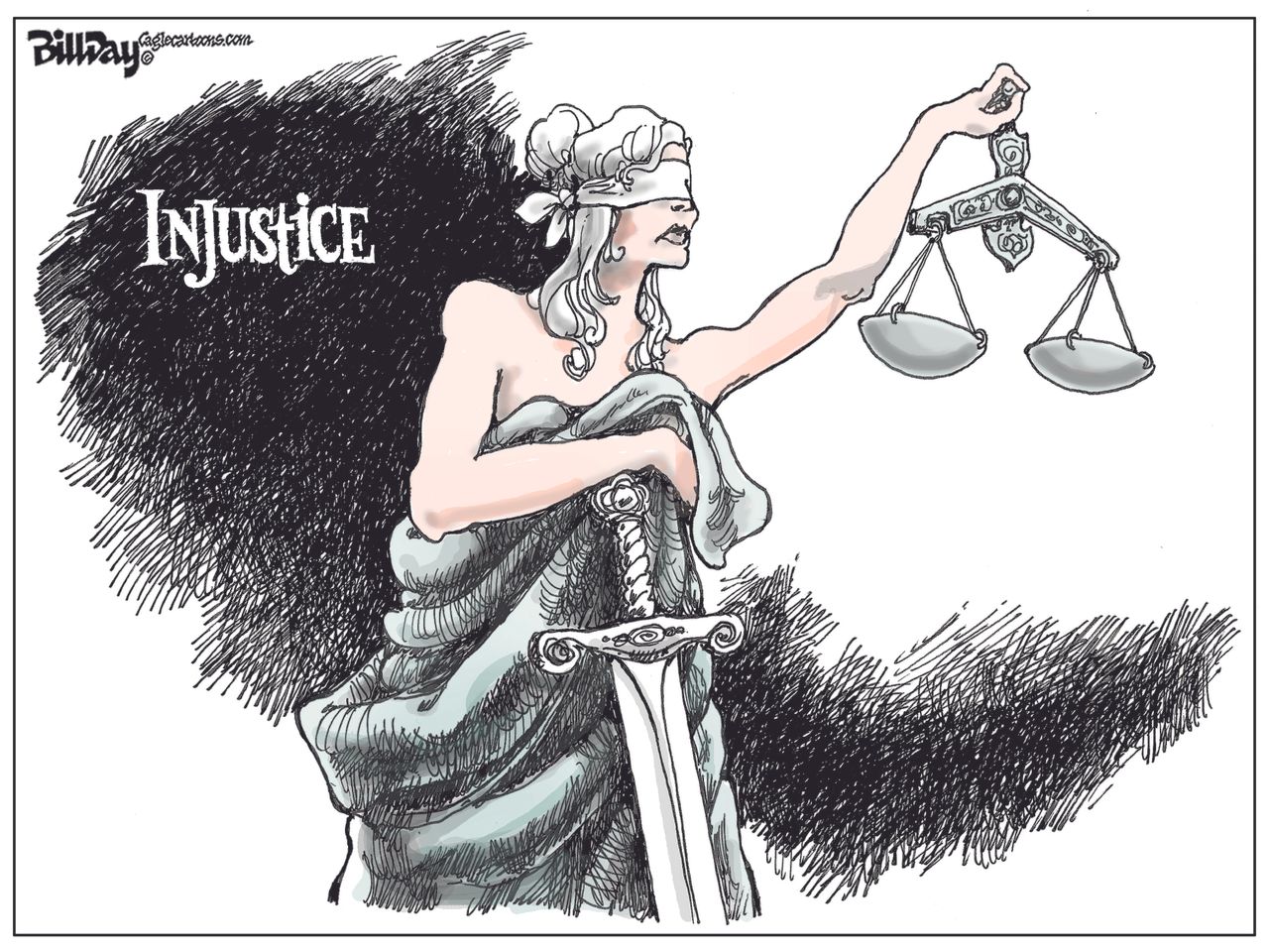 Political cartoon U.S. injustice Brett Kavanaugh supreme court hearing sexual assault allegation