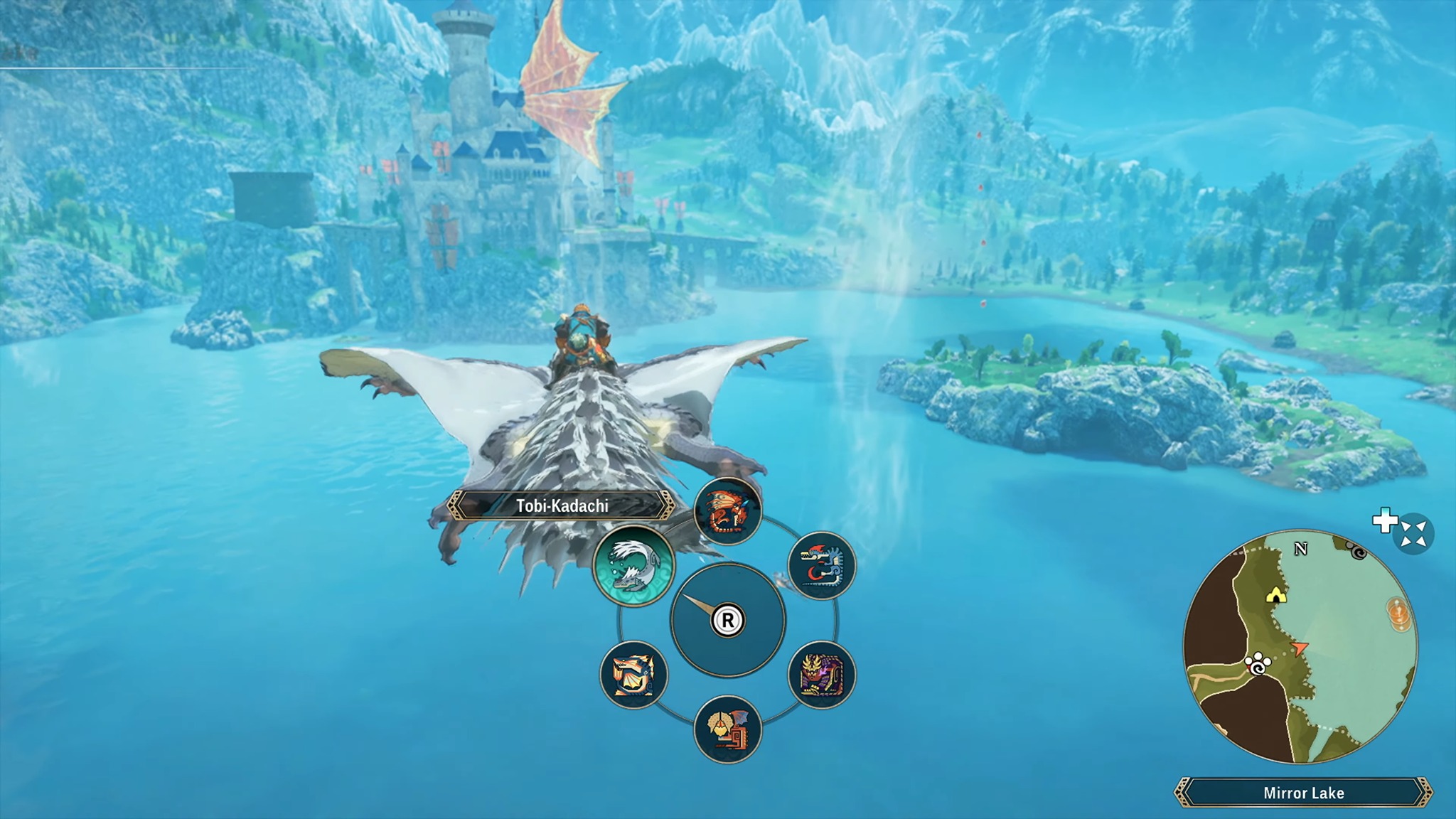 Trailer of screenshot of a player exploring the world with their Monstie in Monster Hunter Stories 3: Twisted Reflection.