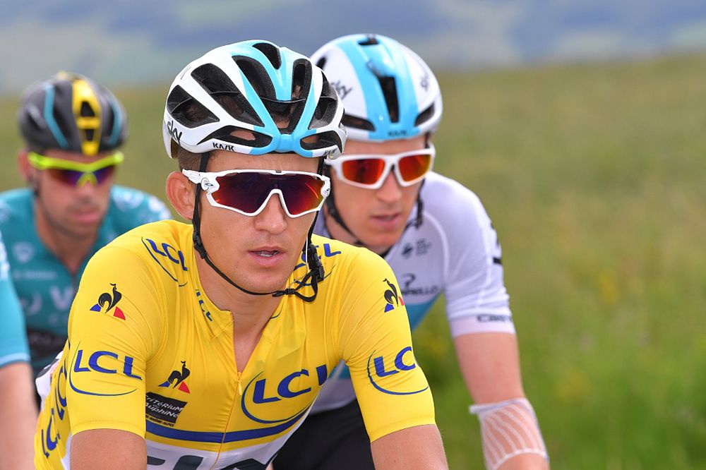 Michal Kwiatkowski (Team Sky) in the yellow jersey at Criterium du Dauphine