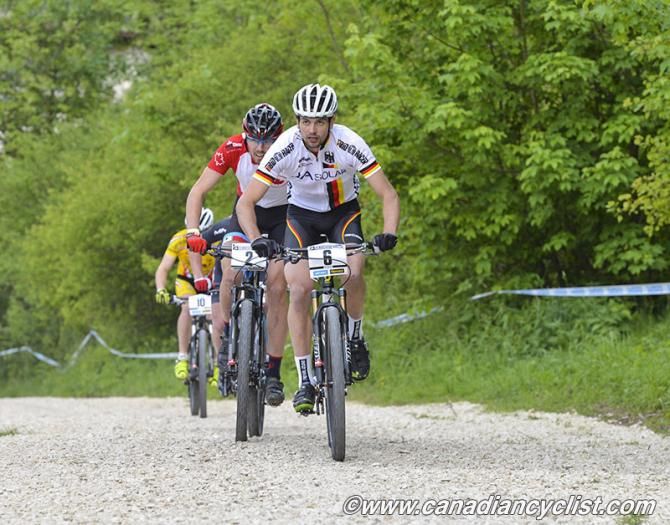Heiko Gutmann (Team Germany) leading Leandre Bouchard (Team Canada)