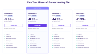 An image of Hostinger's Minecraft server hosting plans