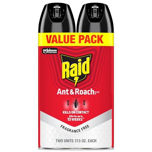 Raid Ant & Roach Killer 26, Fragrance Free Bug Killer for Home Use, Kills Bugs on Contact, 17.5 Oz, 2 Count
