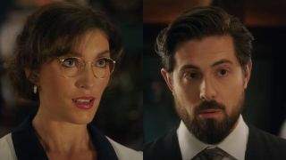 Miranda MacDougall as Edie Martell and Chris McNally as Lucas Bouchard in When Calls the Heart.