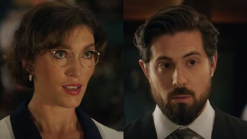 Miranda MacDougall as Edie Martell and Chris McNally as Lucas Bouchard in When Calls the Heart.