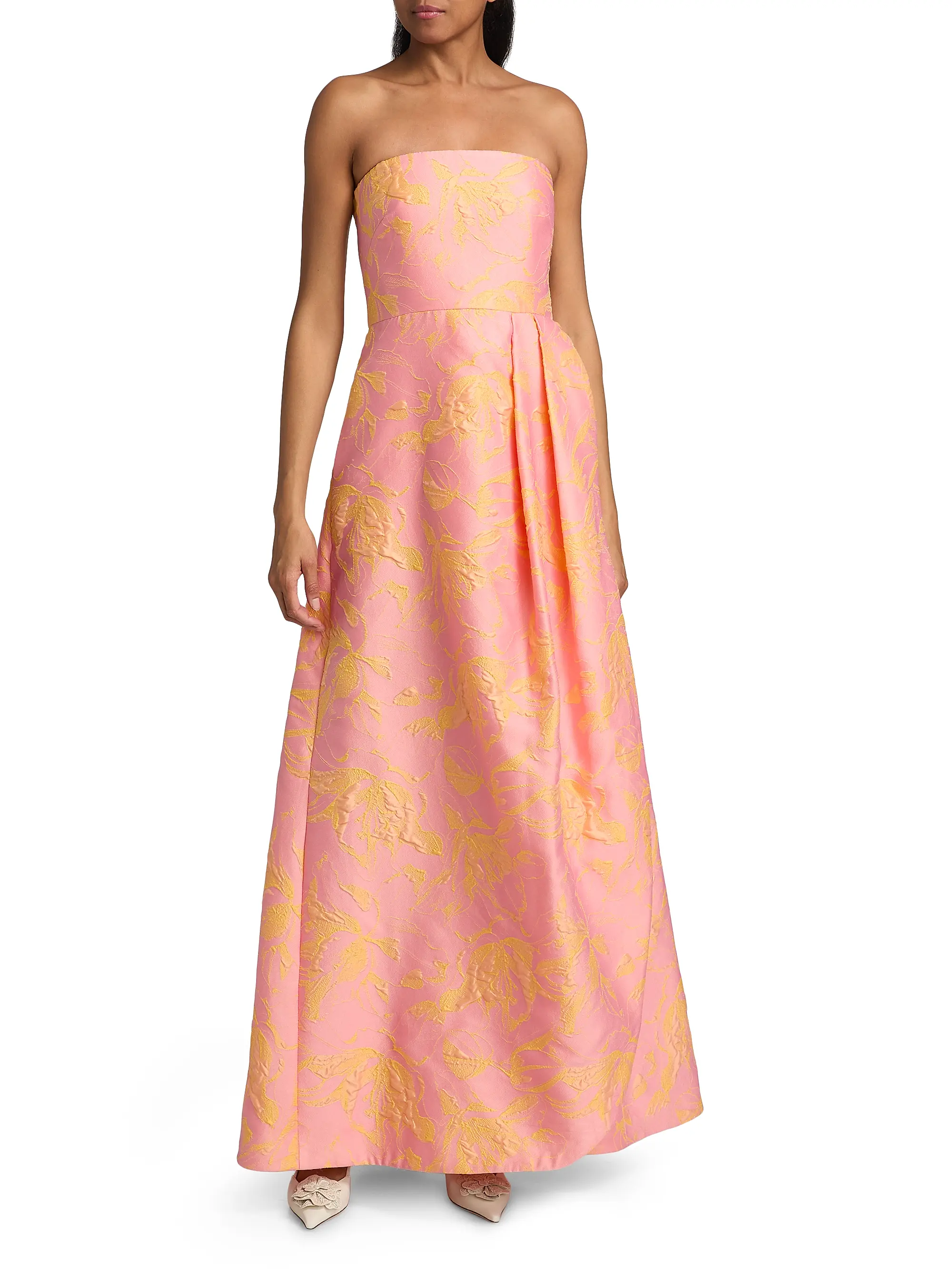Kaia Floral Jacquard Strapless Gown