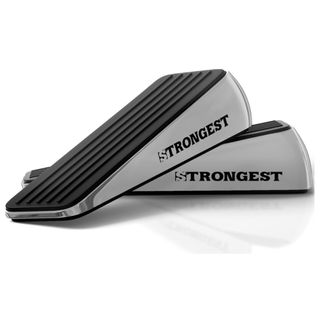 Strongest Home Door Stopper, Heavy Duty Door Stop Wedge Made of Premium Quality Zinc and Rubber Suits Any Door, Any Floor, Plus Set of 2 Self-Adhesive Wall Bumpers