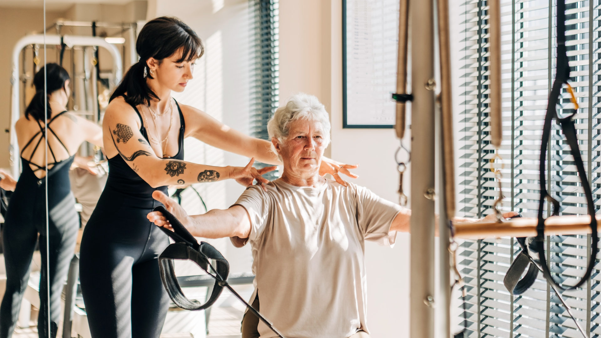 Woman having a Pilates personal training session