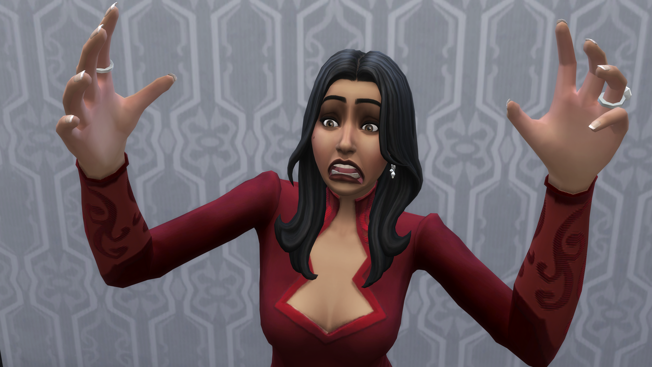 Sims 4 - Bella Goth screams in horror