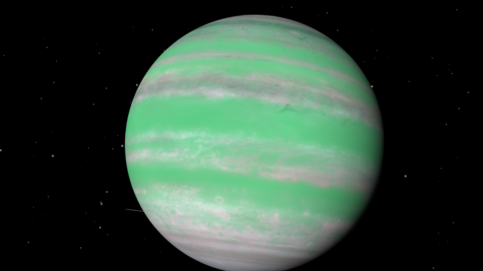 A green and grey sphere against a black background