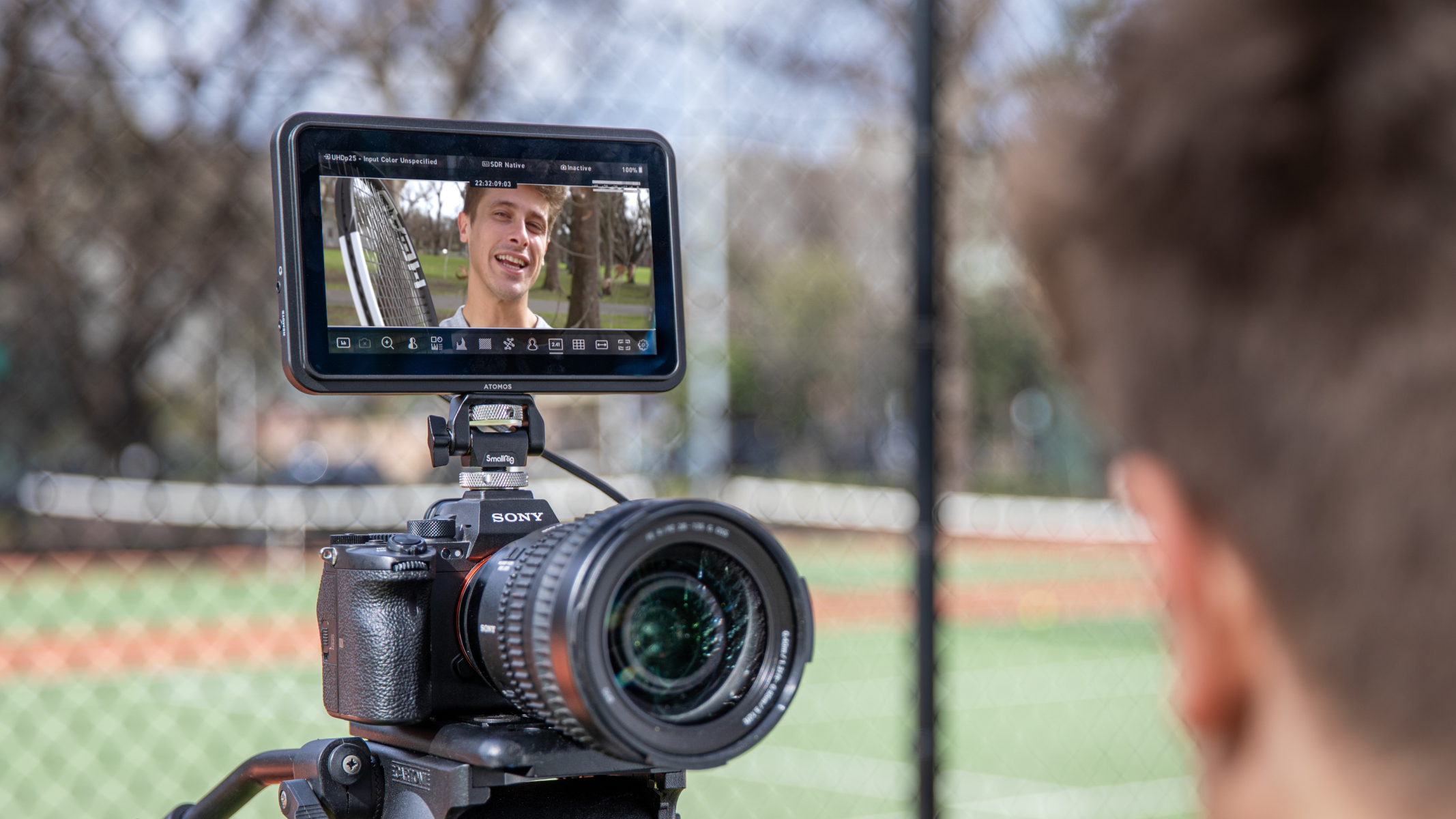 Atomos Shinobi 7 II on-camera monitor in use