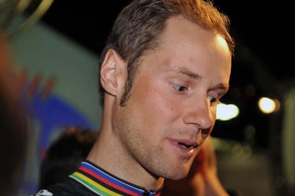 Tom Boonen's jersey has the stripes of a former World Champion.