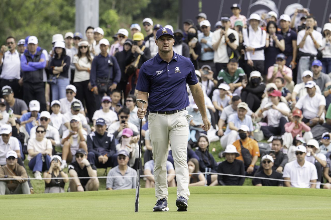 Bryson DeChambeau on a putting green
