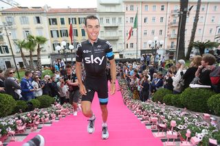 Richie Porte (Team Sky) walks the stairs to the Giro d'Italia presentation