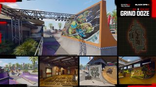 Screenshots of the Grind Ooze map, a Teenage Mutant Ninja Turtle themed skatepark