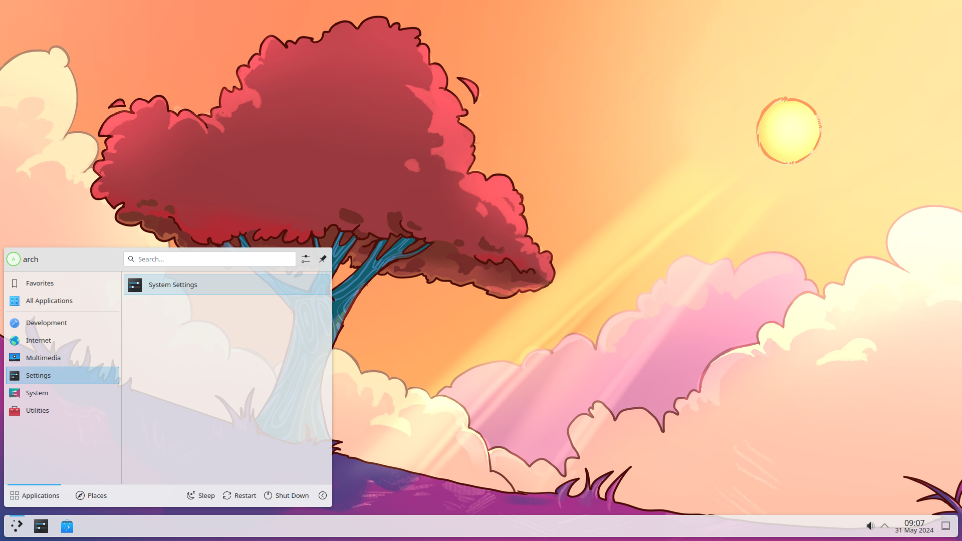 A screen shot of the Arch Linux distro