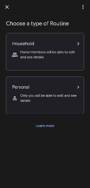 Adding a household routine in Google Home