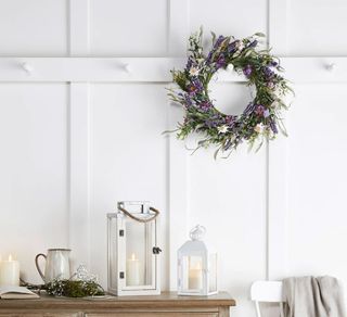 white wall with wreath