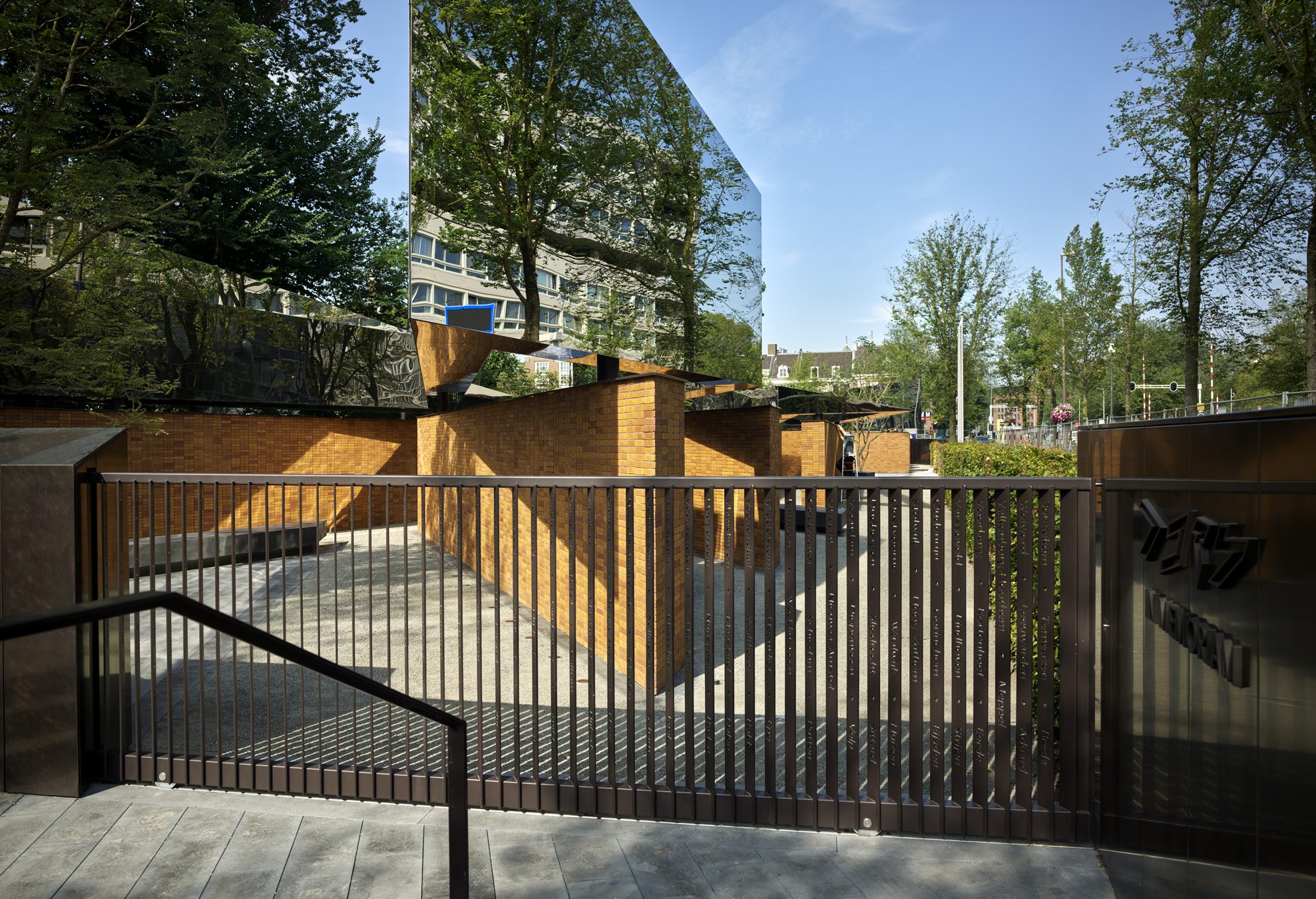 view from the entrance at Studio Libeskind's National Holocaust Memorial of Names in Amsterdam