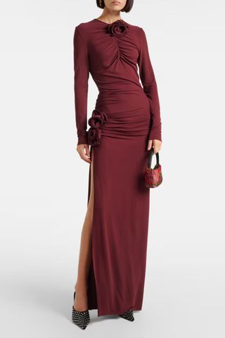 Magda Butrym Floral-appliqué ruched jersey gown