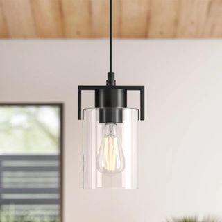 Glass pendant lamp on a neutral background