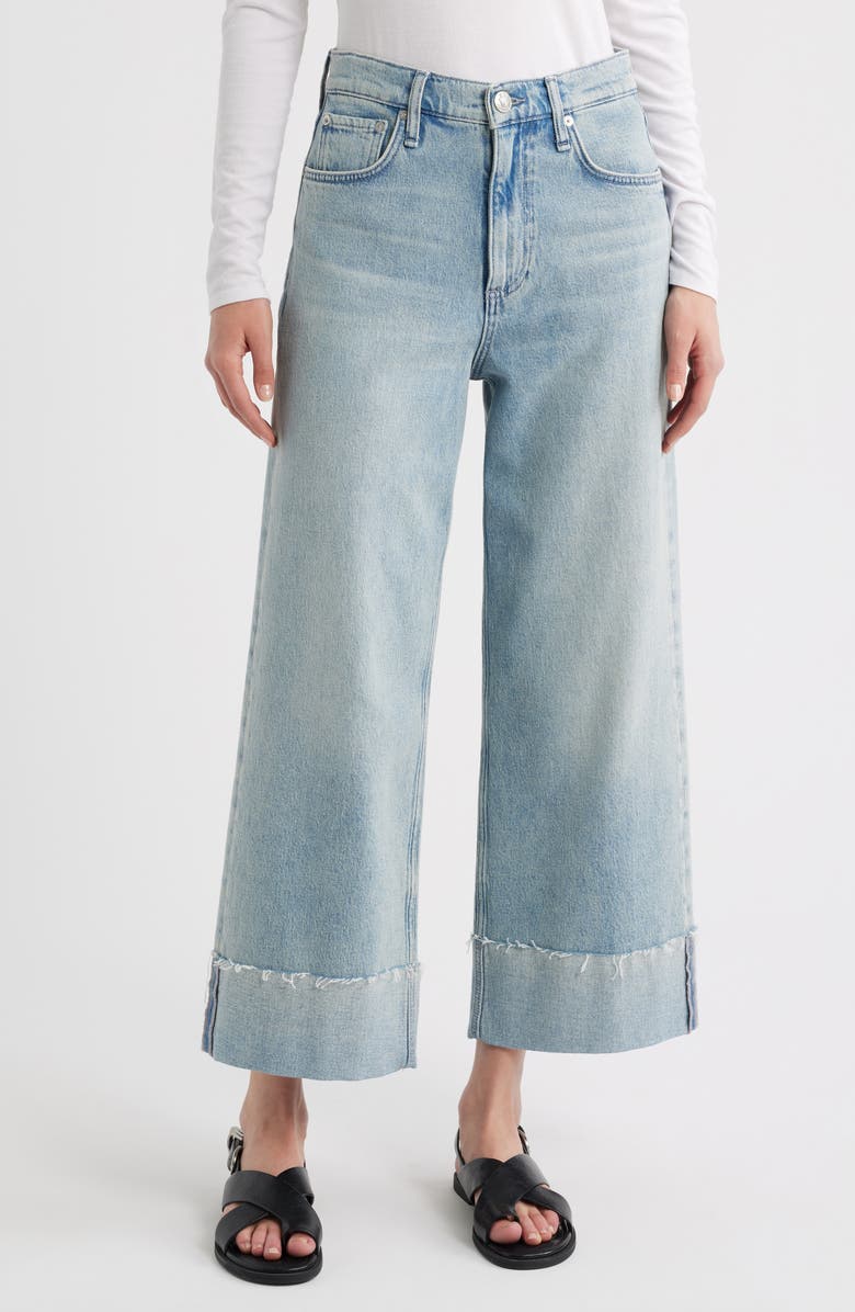 Andi High Waist Raw Cuffed Ankle Wide Leg Jeans