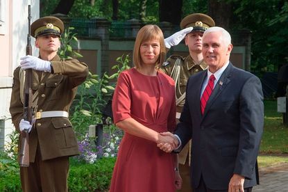 Mike Pence meets with Estonian President Kersti Kaljulaid. 