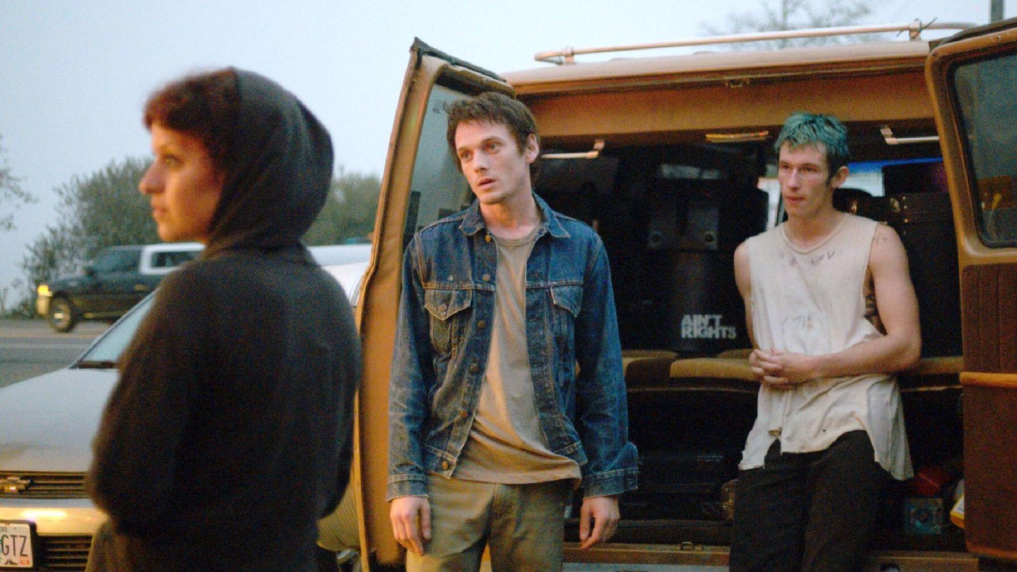 Alia Shawkat, Anton Yelchin and Callum Turner in "Green Room"