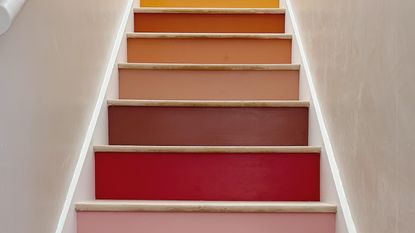 A painted rainbow staircase