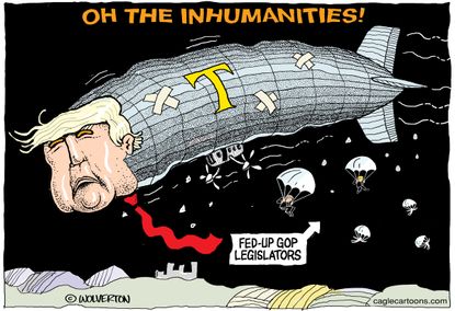 Political Cartoon U.S. GOP Abandoning Trump Ship