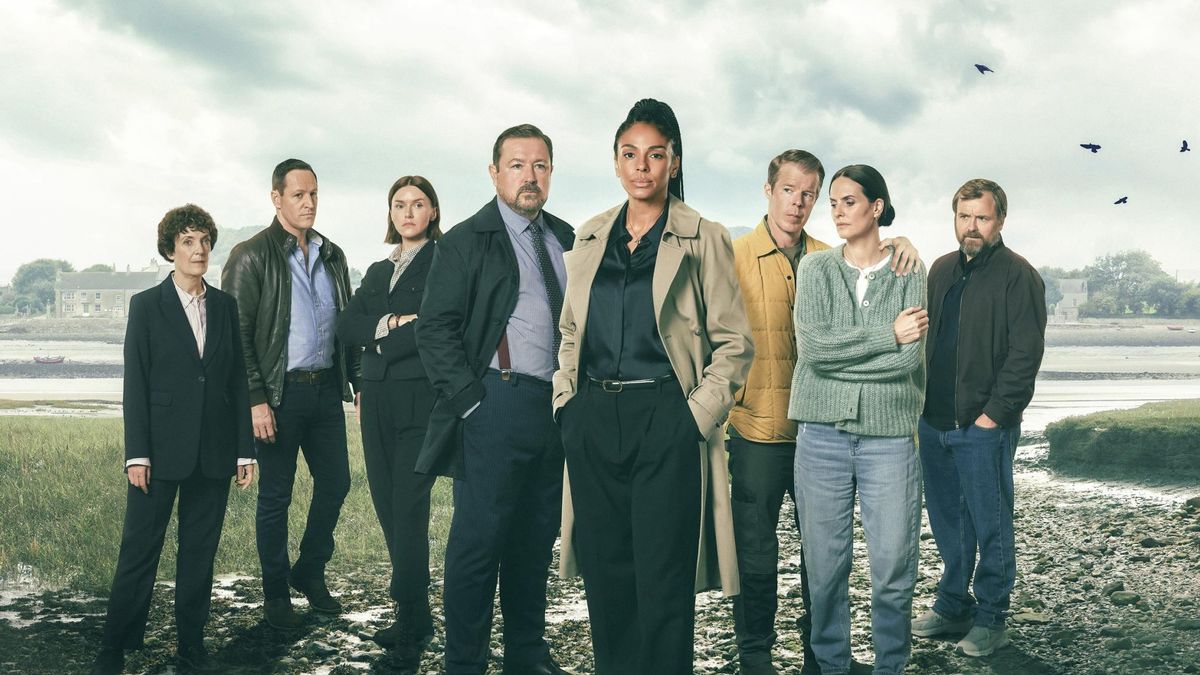 Marsha Thomason leads the cast of The Bay season 5, who are assembled on a windswept beach