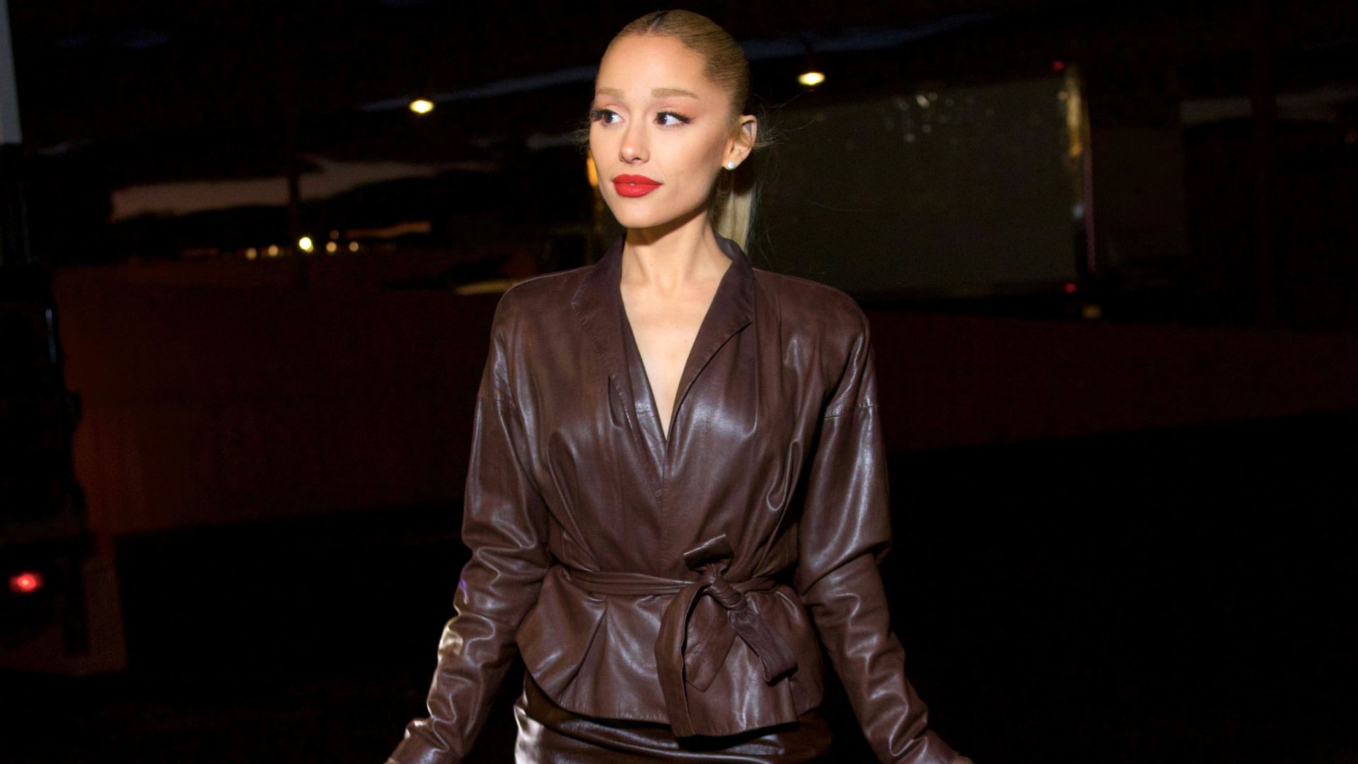 ariana grande leather dress Ariana Grande Leather Dress