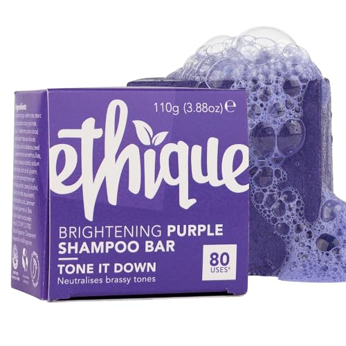 Ethique Brightening Solid Sulfate Free Purple Shampoo Bar for Blonde and Silver Hair (80 Washes) - Tone It Down - Vegan, Eco-Friendly, Plastic-Free, Cruelty-Free